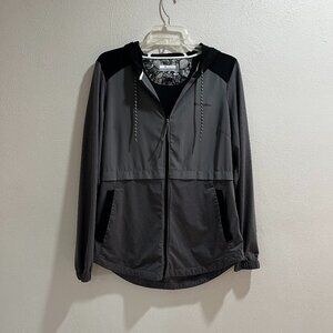 COLUMBIA Women's Gray & Black Lightweight Zip-up Hooded Jacket - Size M